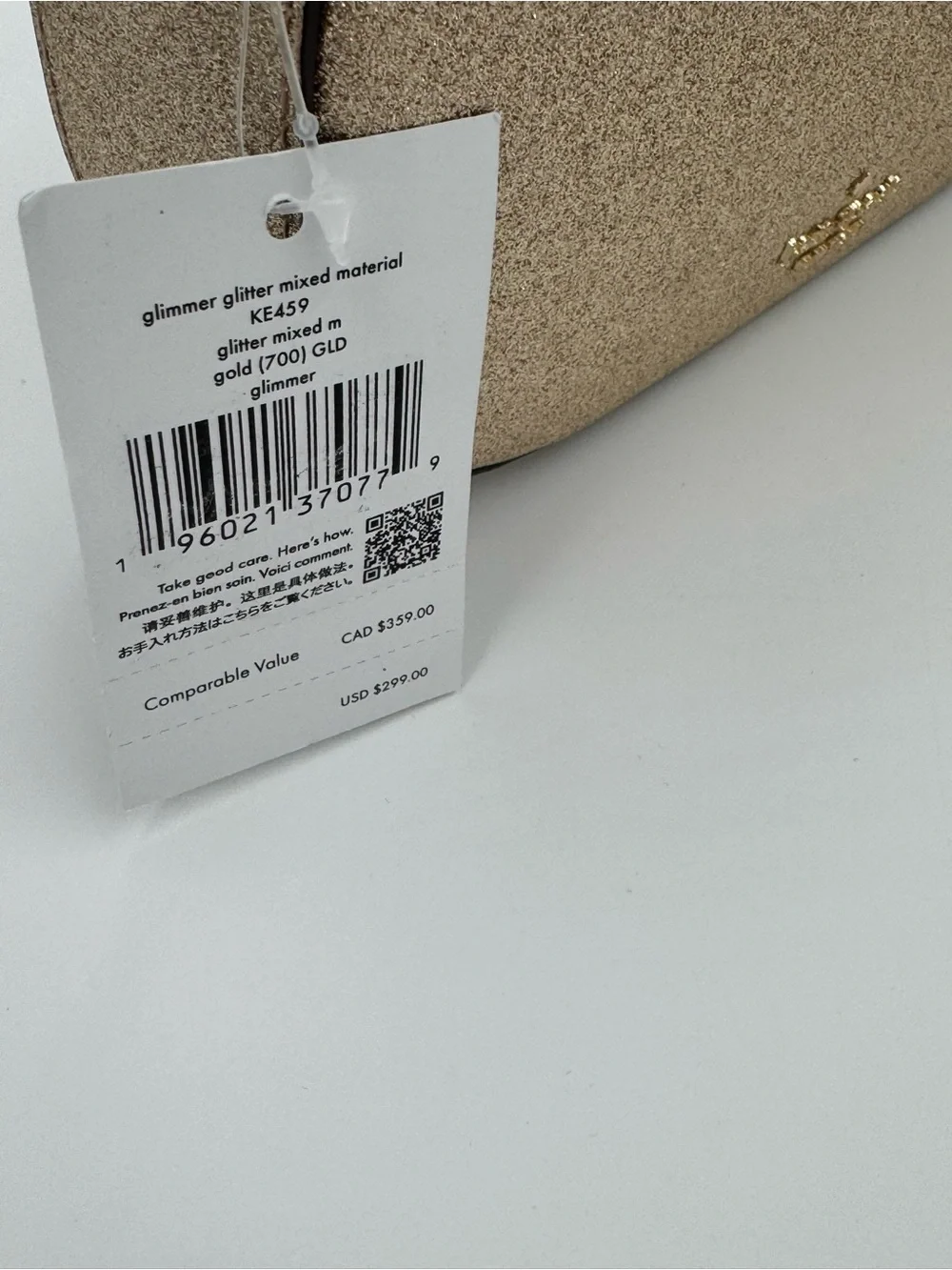 kate spade New York Gold Glitter Crossbody Bag w/ Metallic Adjustable Strap NWT - Picture 3 of 11